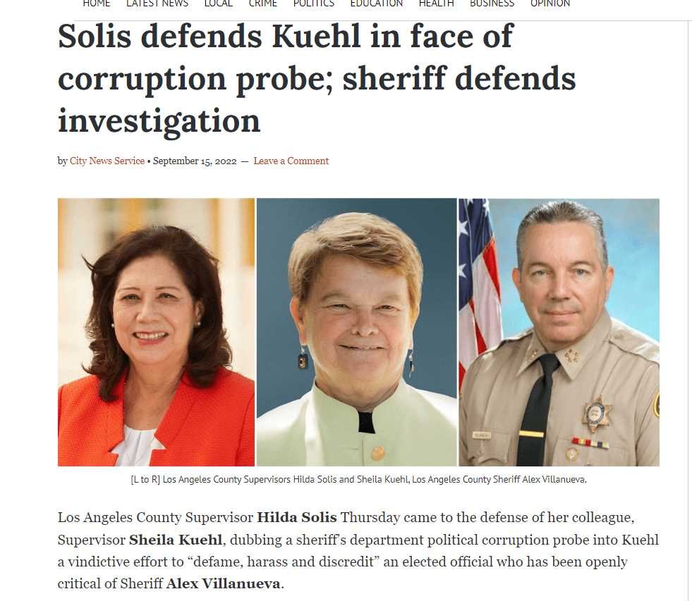 The Fall-Out from LASD Raids on Metro, Kuehl, Giggins Raids Continues – is Supervisor Solis Next?